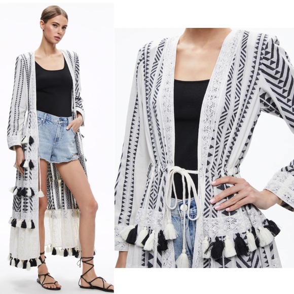 Alice + Olivia Talka Drawstring Tiered Tassel Kimono - 0 - Picture 4 of 5